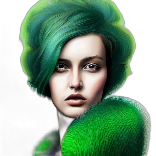 hair, face, creature, photorealistic transparent PNG cut-out