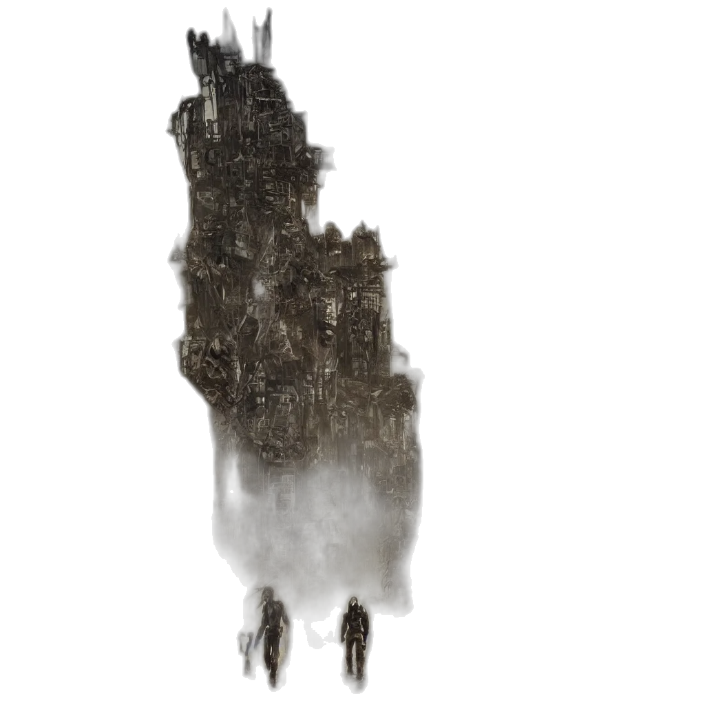 robot, creature, concept art, fantasy art, pixel art, 3d render, fog, snow transparent PNG cut-out