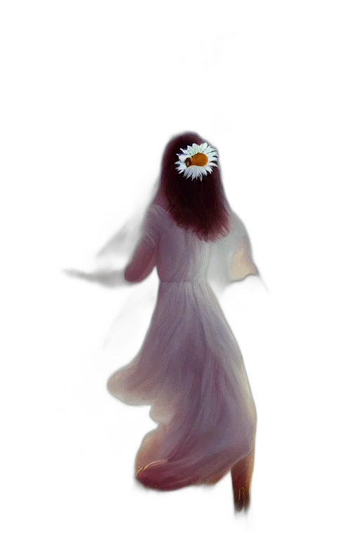 dress, hair, flower, crown, concept art, photorealistic, fantasy art, 3d render transparent PNG cut-out
