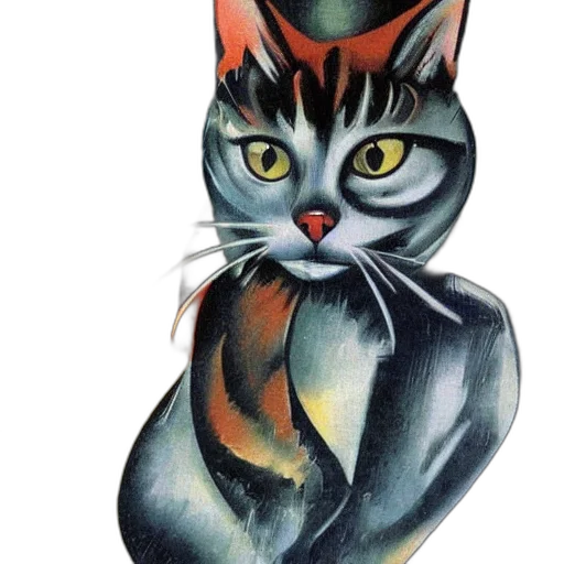 animal, mask, photorealistic, concept art, watercolor, comic book art, cat, boccioni transparent PNG cut-out
