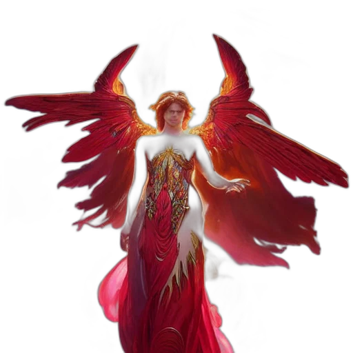 fantasy art, concept art, 3d render, photorealistic, red, beautiful, orchid, phoenix transparent PNG cut-out