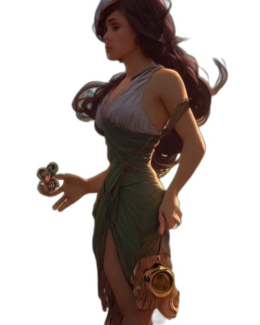 dress, jewelry, staff, weapon, concept art, 3d render, fantasy art, photorealistic transparent PNG cut-out