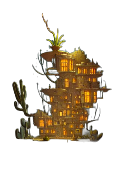building, furniture, concept art, 3d render, pixel art, fantasy art, forest, underwater transparent PNG cut-out