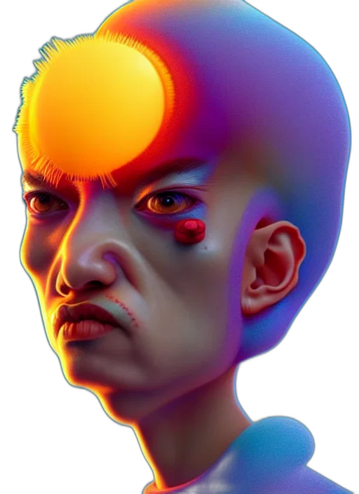 face, mask, robot, creature, cyberpunk, 3d render, photorealistic, concept art transparent PNG cut-out