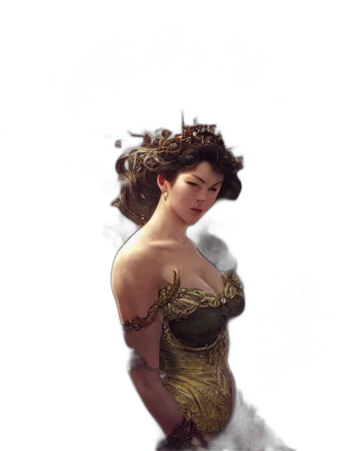 dress, crown, dragon, jewelry, fantasy art, concept art, photorealistic, comic book art transparent PNG cut-out