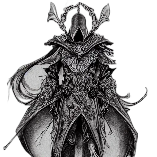 mask, sword, staff, weapon, concept art, fantasy art, comic book art, pixel art transparent PNG cut-out