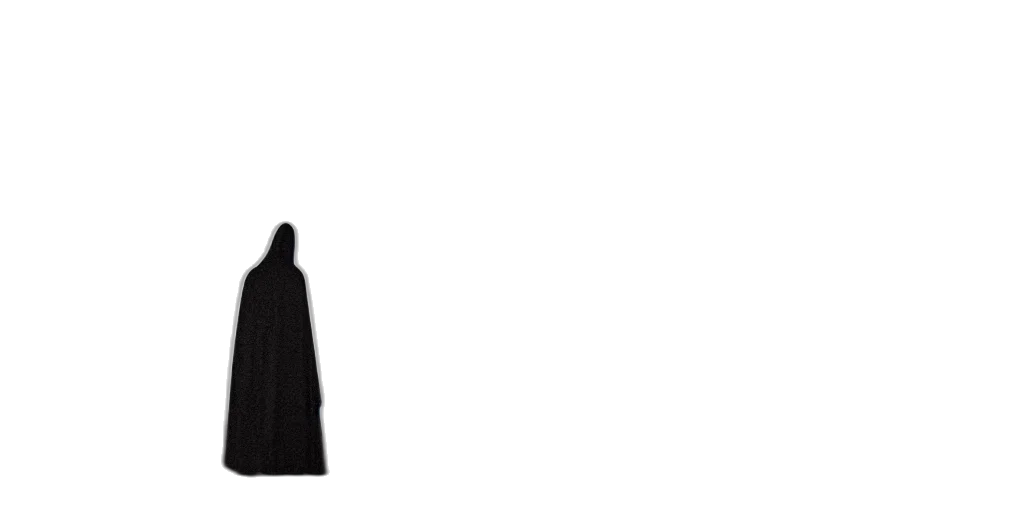 dress, jacket, staff, umbrella, 3d render, monochrome, dark, stormy transparent PNG cut-out