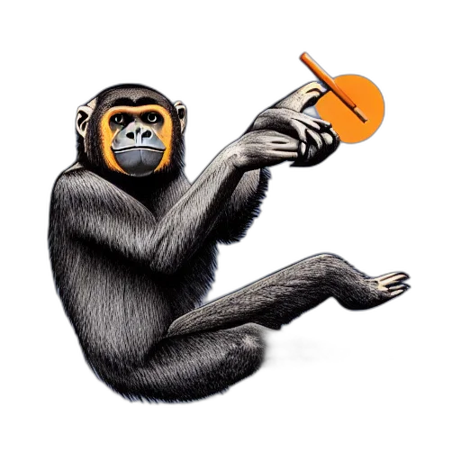 animal, creature, food, staff, concept art, photorealistic, howler, monkey transparent PNG cut-out