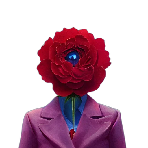 flower, jacket, crown, mask, concept art, vaporwave, 3d render, pixel art transparent PNG cut-out