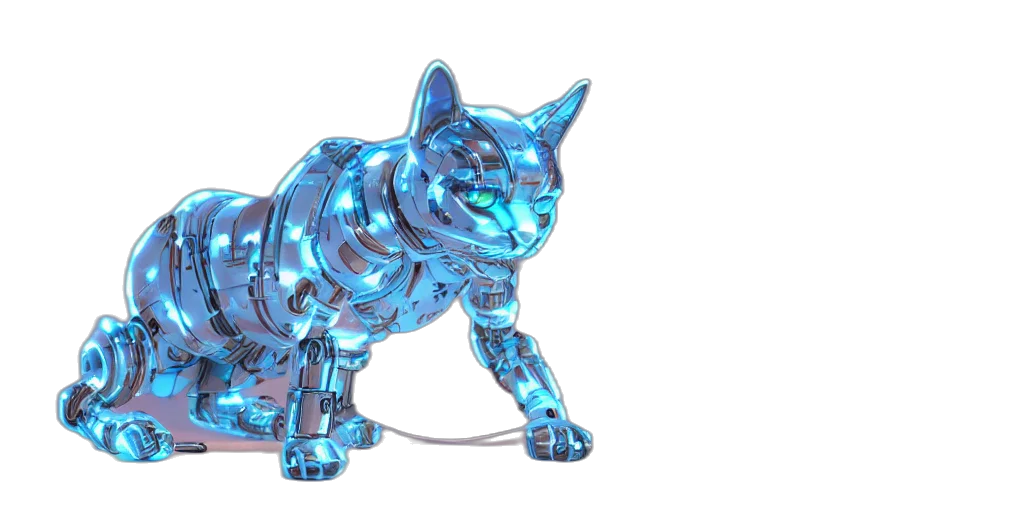 robot, 3d render, concept art, cyberpunk, vaporwave, neon lights, blue, modern transparent PNG cut-out