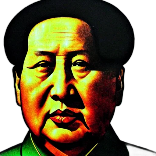face, staff, hat, photorealistic, cartoon, vaporwave, concept art, mao transparent PNG cut-out