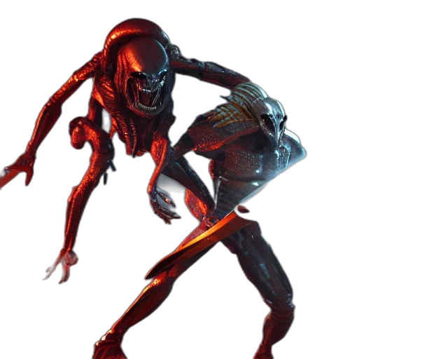 creature, robot, concept art, 3d render, cyberpunk, comic book art, sword, fight transparent PNG cut-out