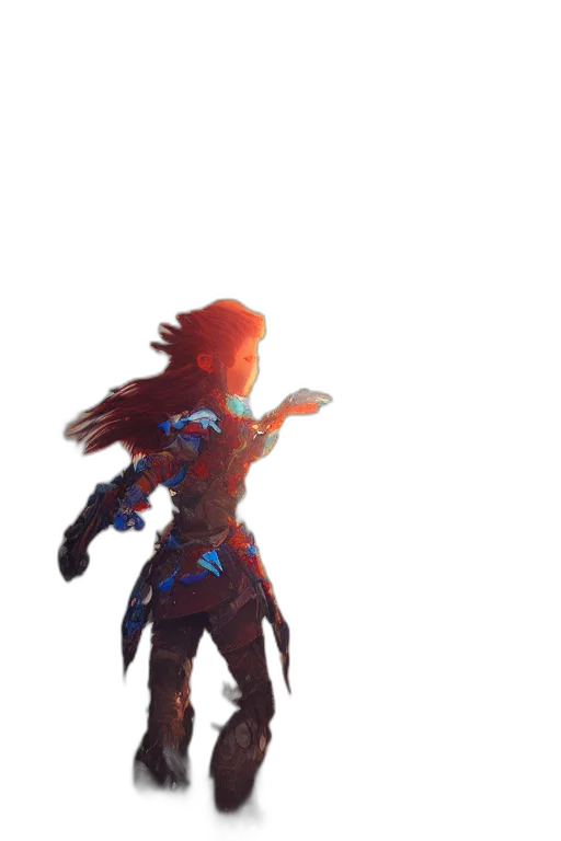 dress, creature, hair, sword, concept art, pixel art, fantasy art, 3d render transparent PNG cut-out