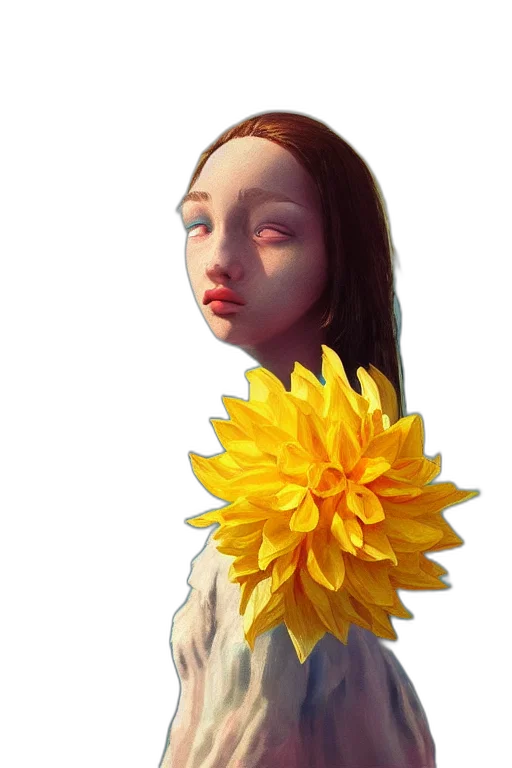 flower, face, creature, mask, photorealistic, oil painting, fantasy art, concept art transparent PNG cut-out