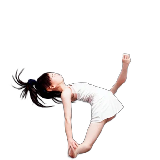 hair, dress, staff, photorealistic transparent PNG cut-out