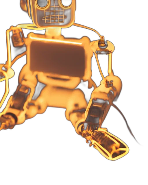 robot, weapon, jewelry, crown, 3d render, concept art, cyberpunk, golden transparent PNG cut-out