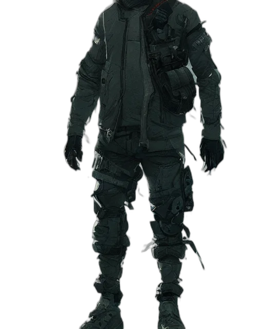 jacket, staff, weapon, creature transparent PNG cut-out
