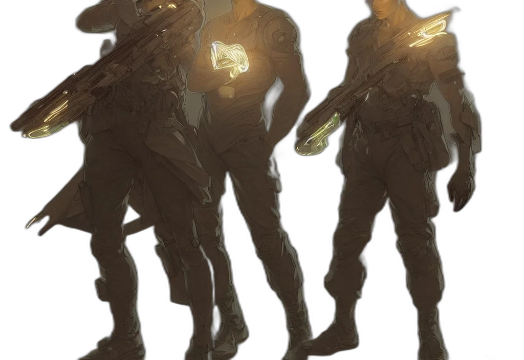 weapon, mask, staff, robot, concept art, comic book art, fantasy art, cyberpunk transparent PNG cut-out