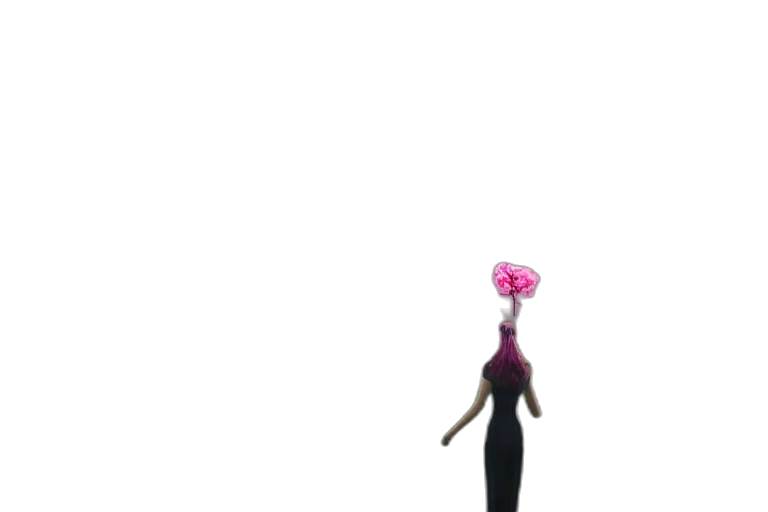 flower, staff, creature, hair, concept art, 3d render, pixel art, cartoon transparent PNG cut-out