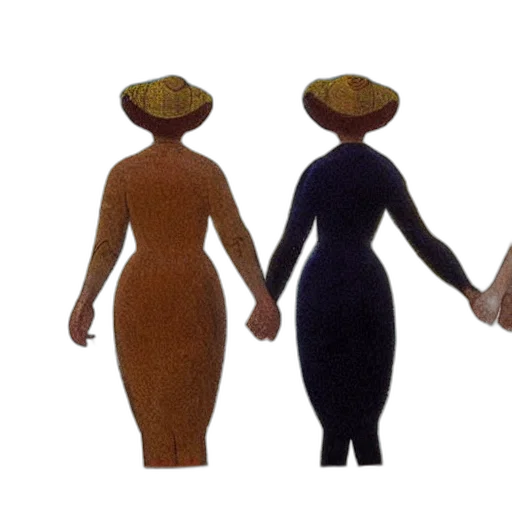 dress, hat, two, women transparent PNG cut-out
