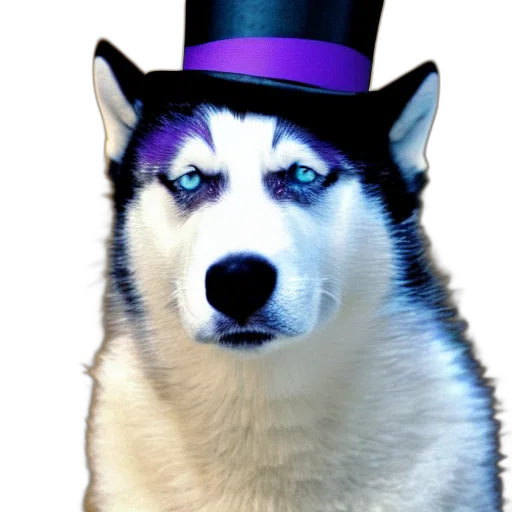 hat, animal, staff, crown, photorealistic, concept art, husky, wearing transparent PNG cut-out