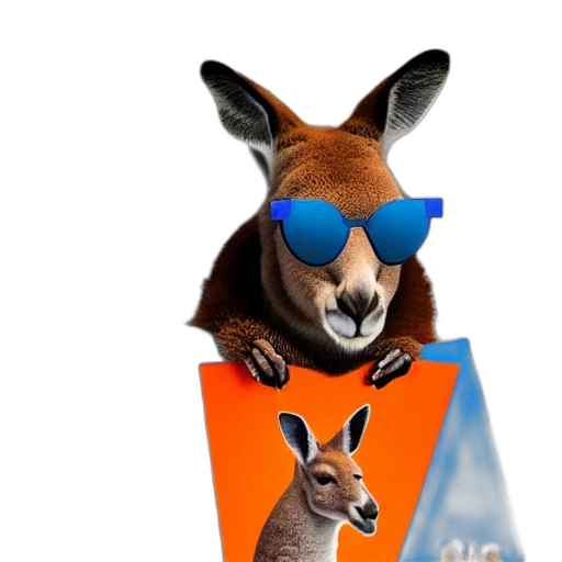 animal, jacket, concept art, 3d render, portrait, photo, kangaroo, wearing transparent PNG cut-out