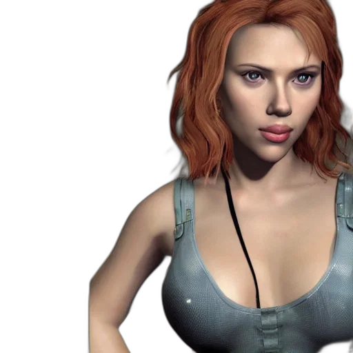 3d render, photorealistic, concept art, fantasy art, scarlett, johansson, playstation, render transparent PNG cut-out