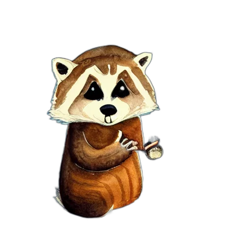 staff, animal, concept art, pixel art, fantasy art, 3d render, little, raccoon transparent PNG cut-out