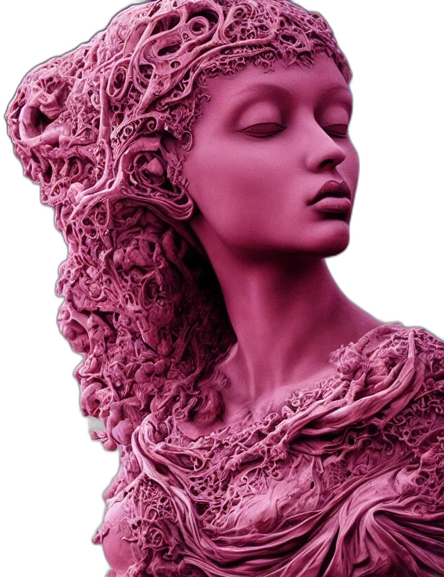 crown, hair, dress, face, 3d render, vaporwave, photorealistic, fantasy art transparent PNG cut-out