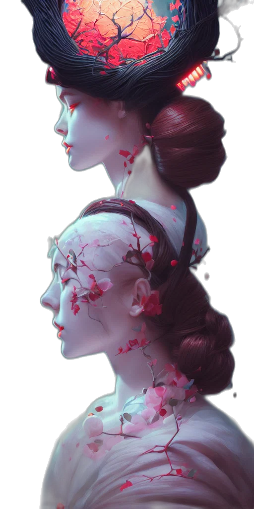 crown, mask, face, robot, concept art, cyberpunk, fantasy art, photorealistic transparent PNG cut-out