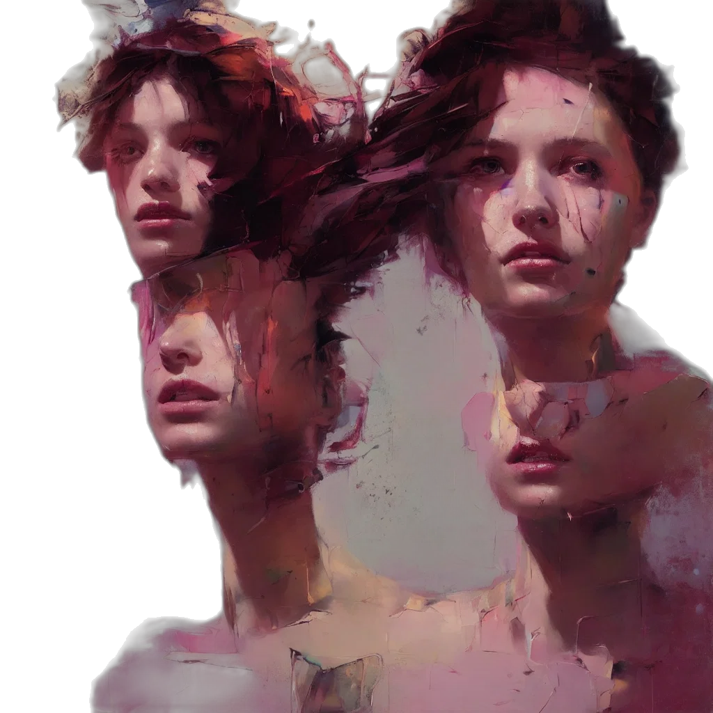 face, photorealistic, concept art, oil painting transparent PNG cut-out