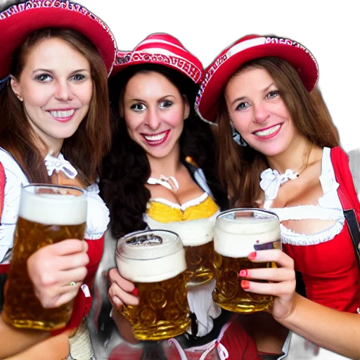 hat, oktoberfest, girls, celebrating, beer transparent PNG cut-out