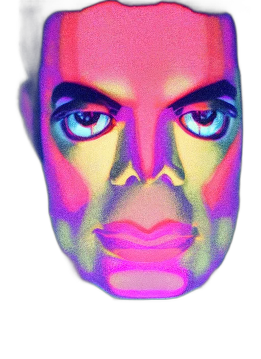 face, mask, robot, creature, 3d render, vaporwave, photorealistic, cartoon transparent PNG cut-out