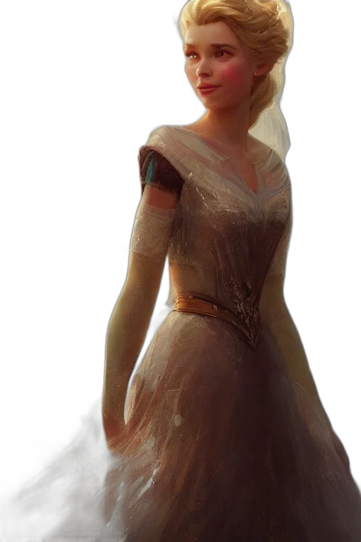 dress, crown, face, staff, concept art, fantasy art, oil painting, photorealistic transparent PNG cut-out