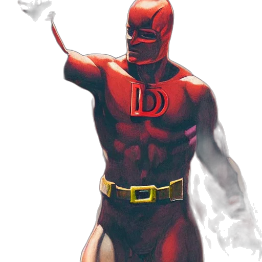 comic book art, concept art, fantasy art, 3d render, red, daredevil, painted, michelangelo transparent PNG cut-out
