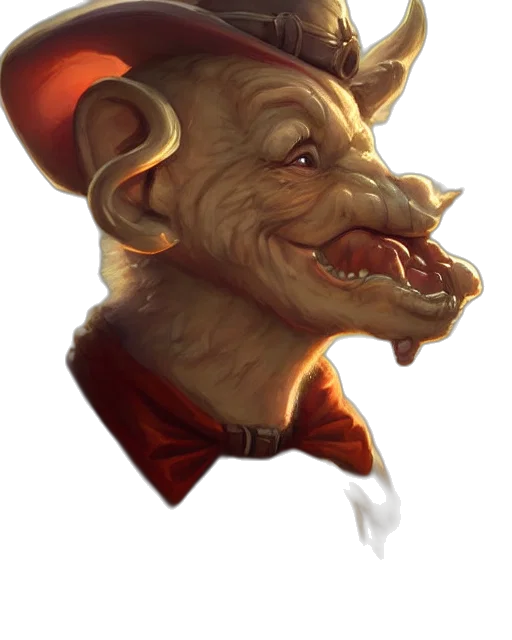 face, staff, creature, hat, concept art, fantasy art, photorealistic, 3d render transparent PNG cut-out