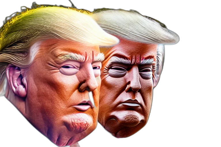 mask, face, hat, crown, photorealistic, 3d render, concept art, trump transparent PNG cut-out
