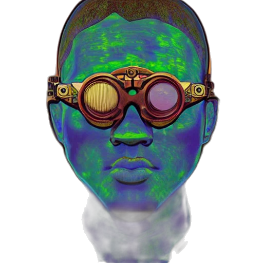 mask, face, staff, robot, 3d render, cyberpunk, concept art, fantasy art transparent PNG cut-out