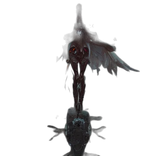 creature, robot, mask, staff, concept art, pixel art, fantasy art, 3d render transparent PNG cut-out