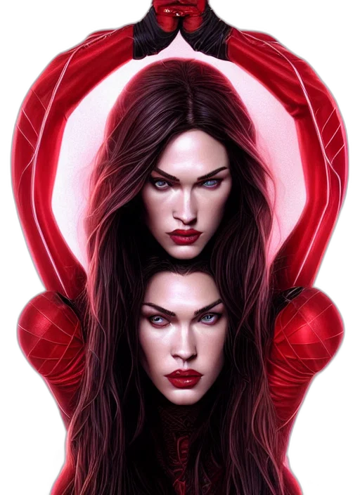 face, fantasy art, comic book art, concept art, photorealistic, red, symmetry, gantz transparent PNG cut-out