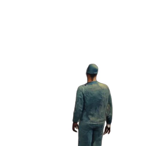 jacket, hat, robot, staff, concept art, 3d render, pixel art, photorealistic transparent PNG cut-out
