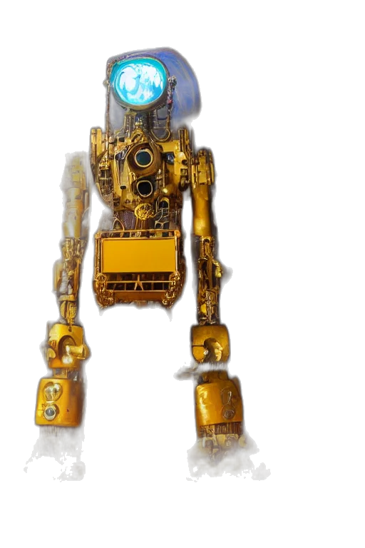 robot, cyberpunk, 3d render, concept art, golden, portrait, photo, giant transparent PNG cut-out