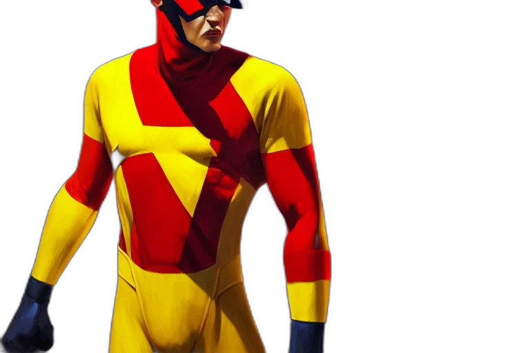 comic book art, concept art, highly, realistic, digital, painting, superhero, red transparent PNG cut-out