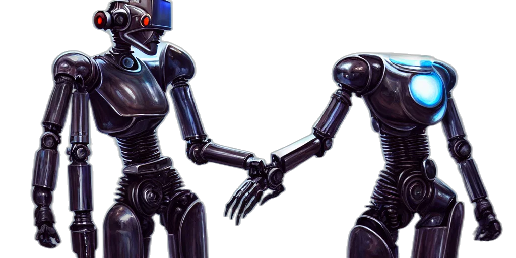 robot, concept art, cyberpunk, 3d render transparent PNG cut-out