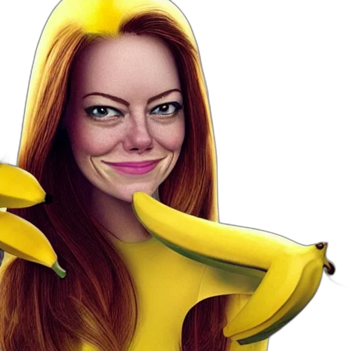 photorealistic, cartoon, comic book art, concept art, banana, woman, has, face transparent PNG cut-out