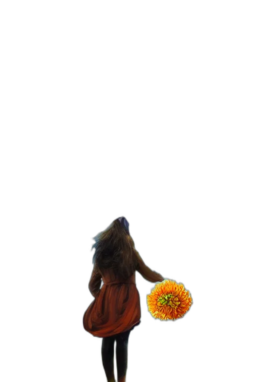 flower, dress, staff, umbrella, 3d render, photorealistic, concept art, pixel art transparent PNG cut-out