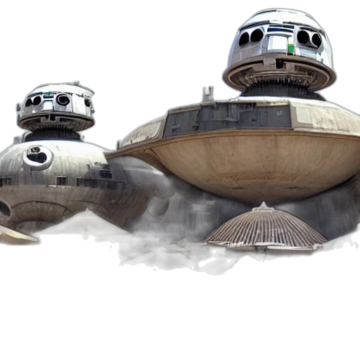 robot, concept art, 3d render, photorealistic, outer space, fog, starwars, starport transparent PNG cut-out