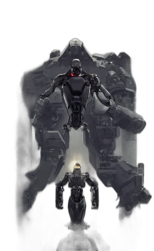 robot, weapon, concept art, comic book art, 3d render, cyberpunk, award, winner transparent PNG cut-out