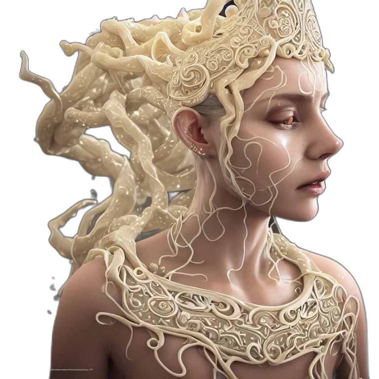 hair, crown, mask, jewelry, concept art, fantasy art, 3d render, photorealistic transparent PNG cut-out