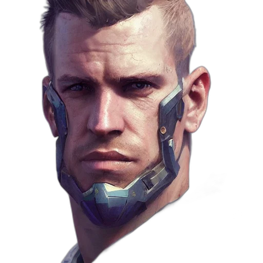 face, robot, mask, weapon, cyberpunk, concept art, photorealistic, fantasy art transparent PNG cut-out